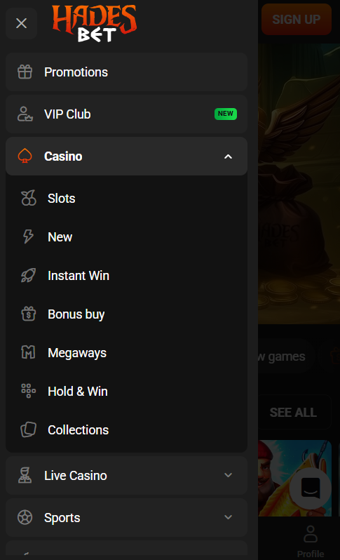 Hades Bet Casino mobile